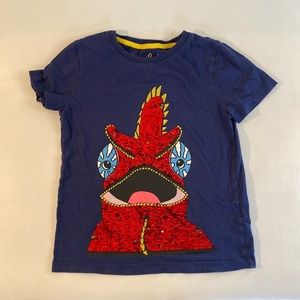 Mini Boden Boys Size 6-7 short sleeve Lizard flippy T-shirt.